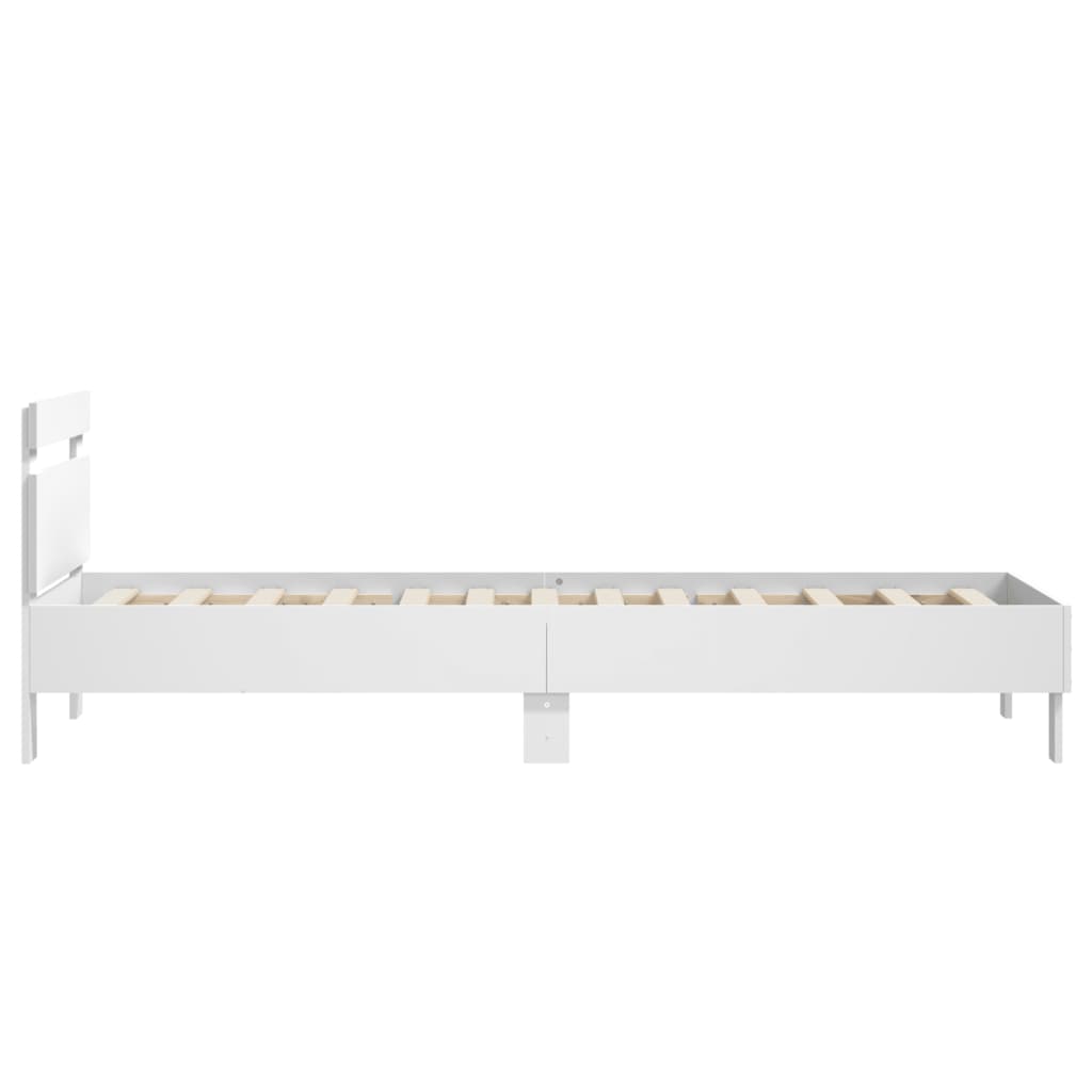 Bed Frame without Mattress with Headboard White 90x200 cm - Bargainia.com - 