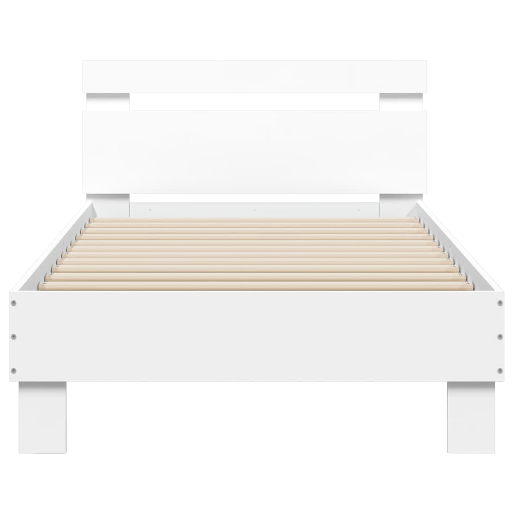 Bed Frame without Mattress with Headboard White 90x200 cm - Bargainia.com - 