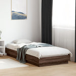 Bed Frame without Mattress with LED Lights Brown Oak 100x200 cm - Bargainia.com - 