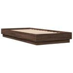Bed Frame without Mattress with LED Lights Brown Oak 100x200 cm - Bargainia.com - 