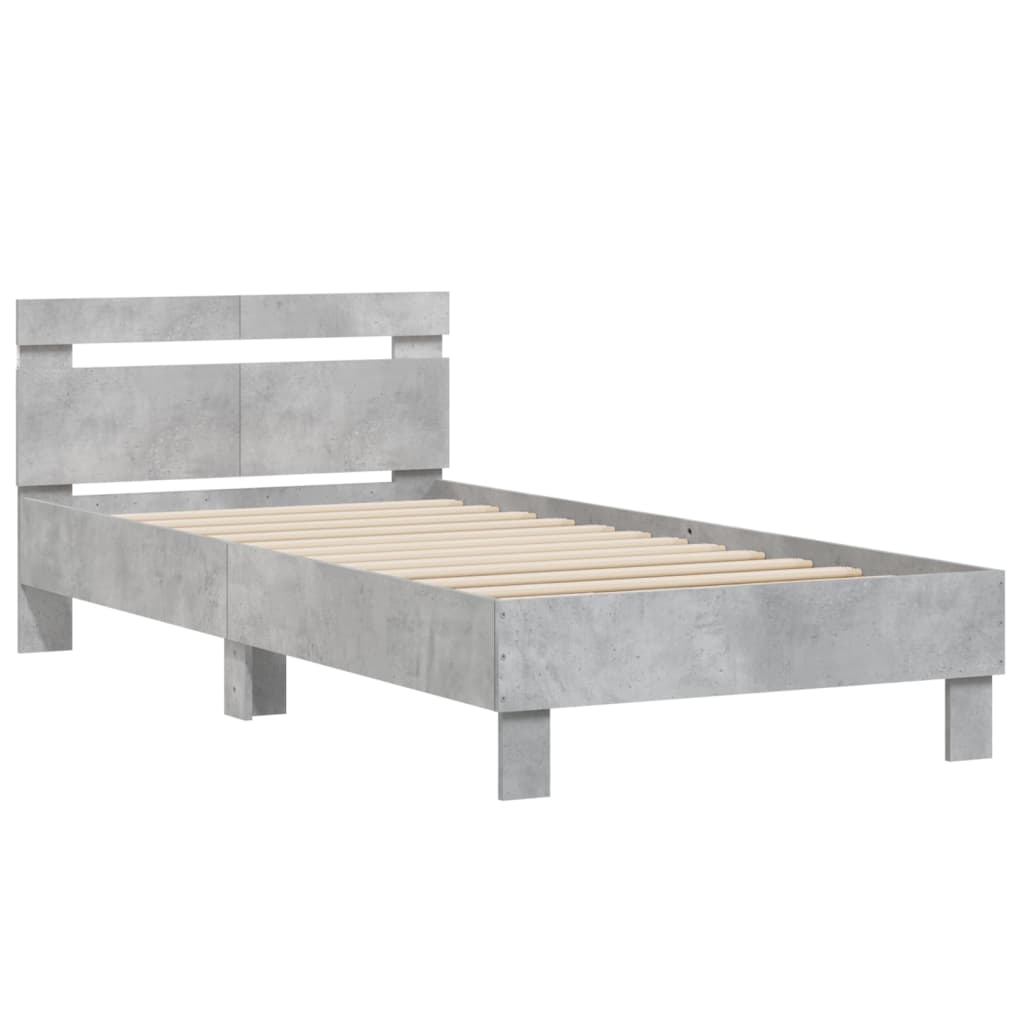 Bed Frame without Mattress with LED Lights Concrete Grey 100x200 cm - Bargainia.com - 