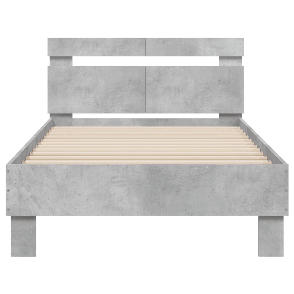 Bed Frame without Mattress with LED Lights Concrete Grey 100x200 cm - Bargainia.com - 