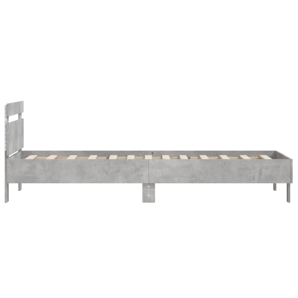 Bed Frame without Mattress with LED Lights Concrete Grey 100x200 cm - Bargainia.com - 