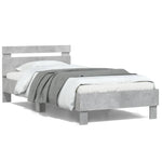 Bed Frame without Mattress with LED Lights Concrete Grey 100x200 cm - Bargainia.com - 