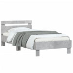 Bed Frame without Mattress with LED Lights Concrete Grey 100x200 cm - Bargainia.com - 