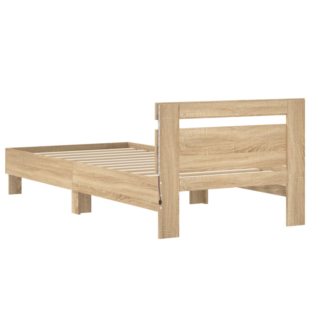 Bed Frame without Mattress with LED Lights Sonoma Oak 90x200 cm - Bargainia.com - 8721012240674 - 838717