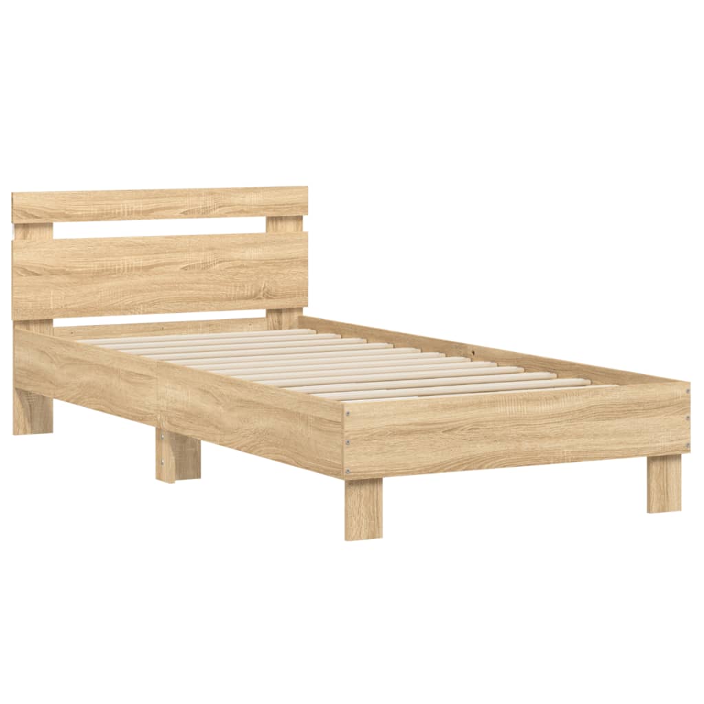 Bed Frame without Mattress with LED Lights Sonoma Oak 90x200 cm - Bargainia.com - 8721012240674 - 838717