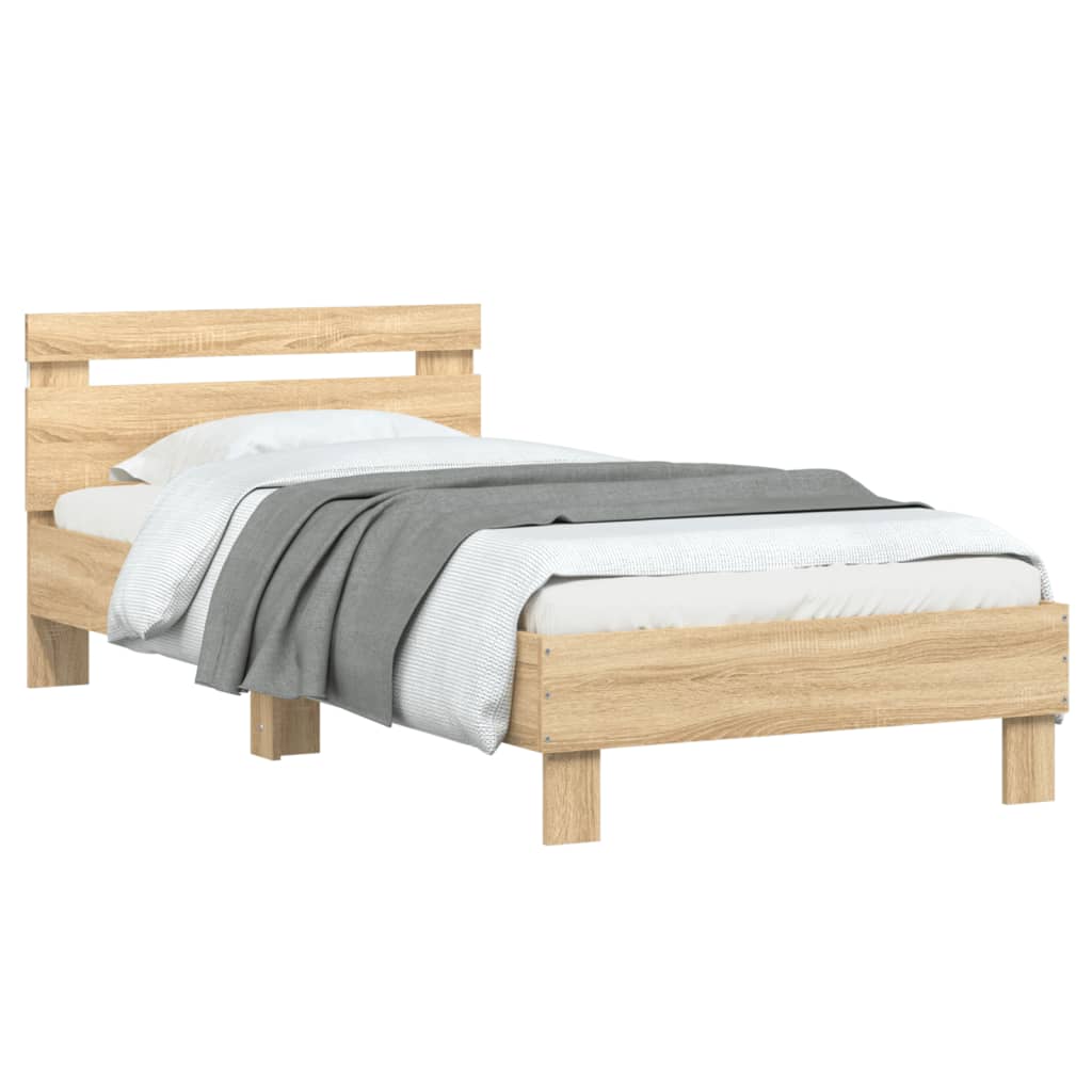 Bed Frame without Mattress with LED Lights Sonoma Oak 90x200 cm - Bargainia.com - 8721012240674 - 838717