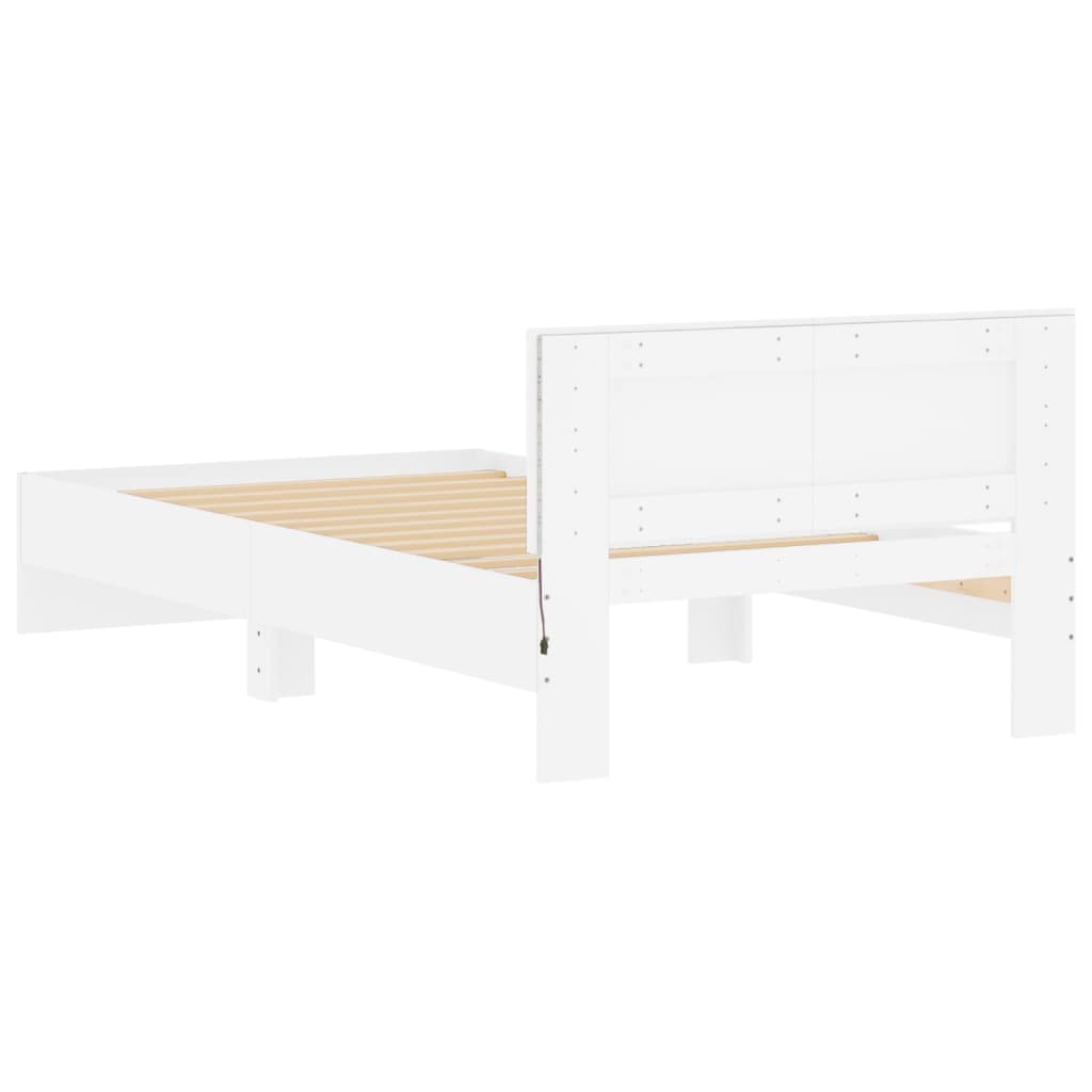 Bed Frame without Mattress with LED Lights White 100x200 cm - Bargainia.com - 