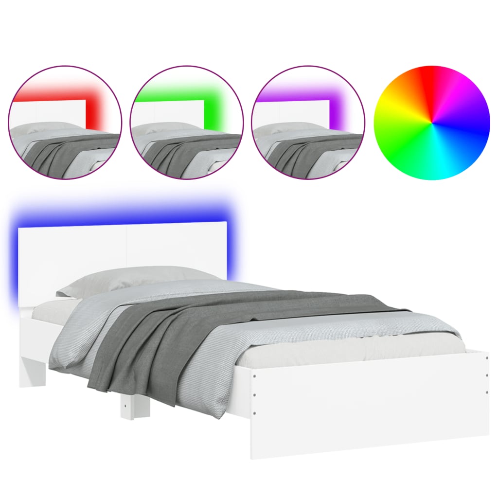Bed Frame without Mattress with LED Lights White 100x200 cm - Bargainia.com - 