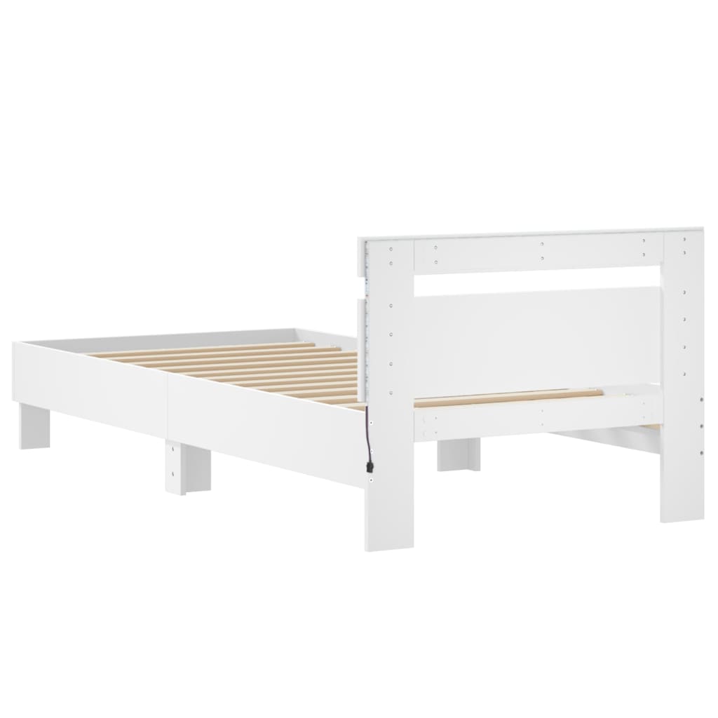 Bed Frame without Mattress with LED Lights White 90x200 cm - Bargainia.com - 8721012240650 - 838715