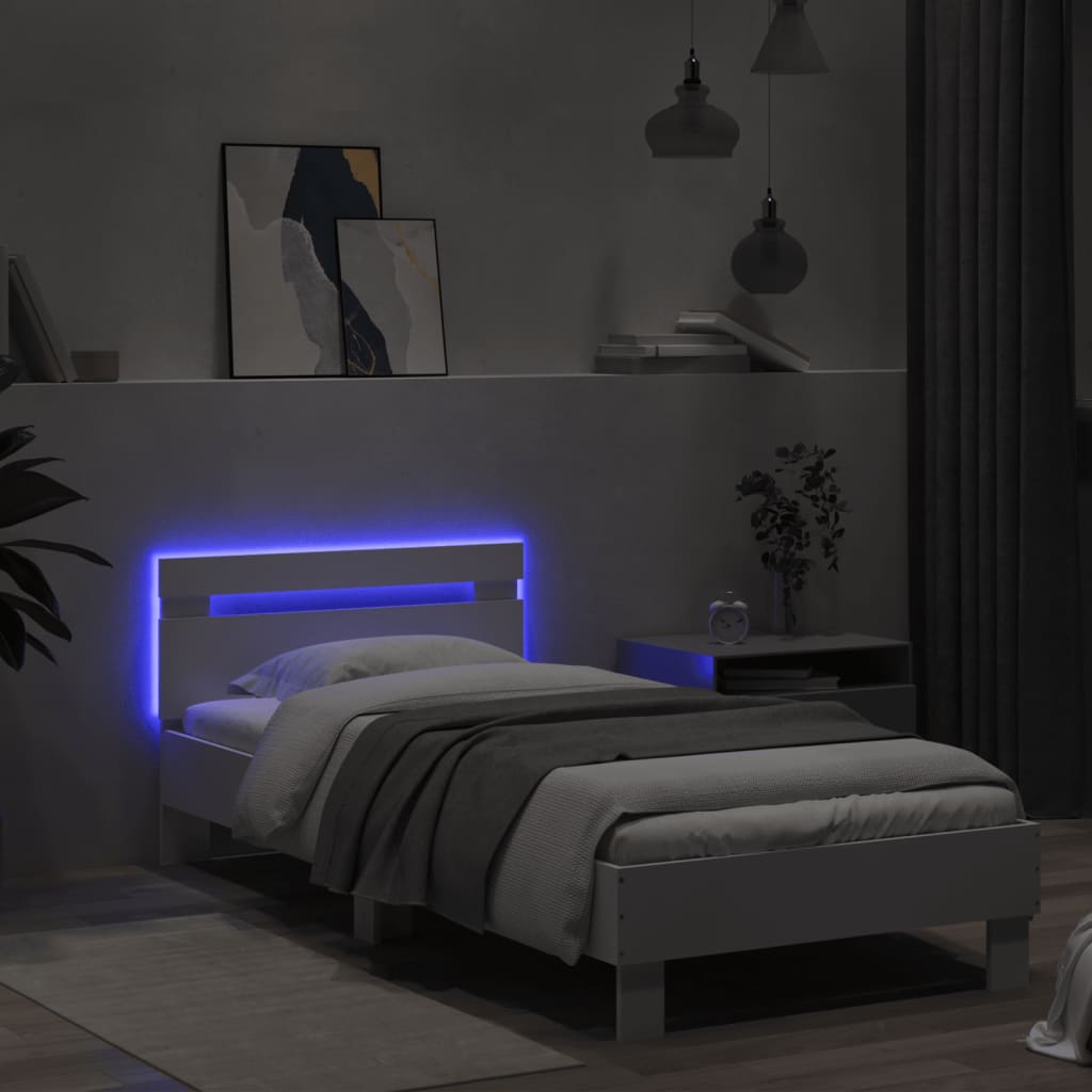 Bed Frame without Mattress with LED Lights White 90x200 cm - Bargainia.com - 8721012240650 - 838715