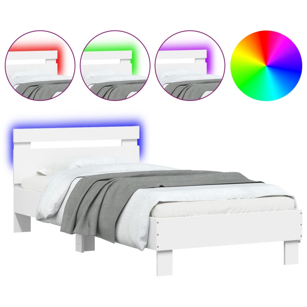 Bed Frame without Mattress with LED Lights White 90x200 cm - Bargainia.com - 8721012240650 - 838715
