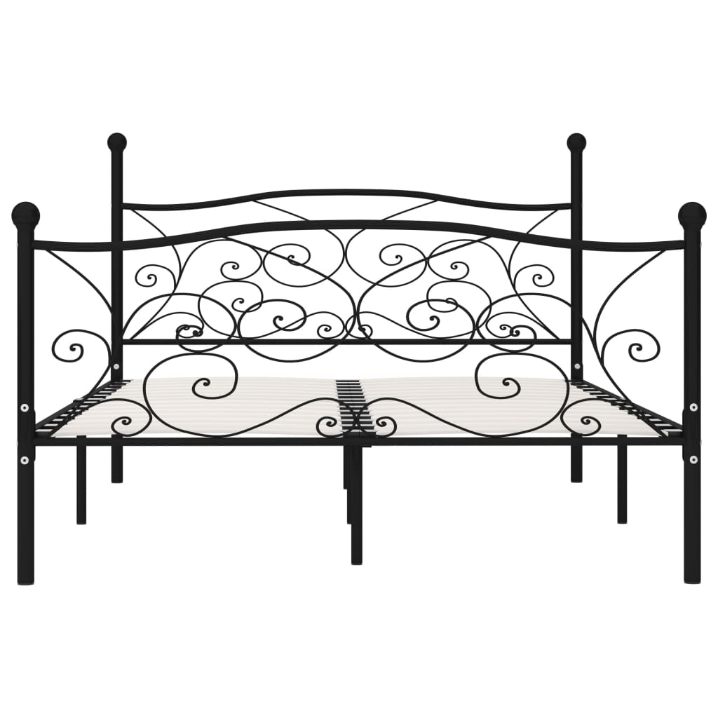 Bed Frame without Mattress with Slatted Base Black Metal 120x200 cm - Bargainia.com - 