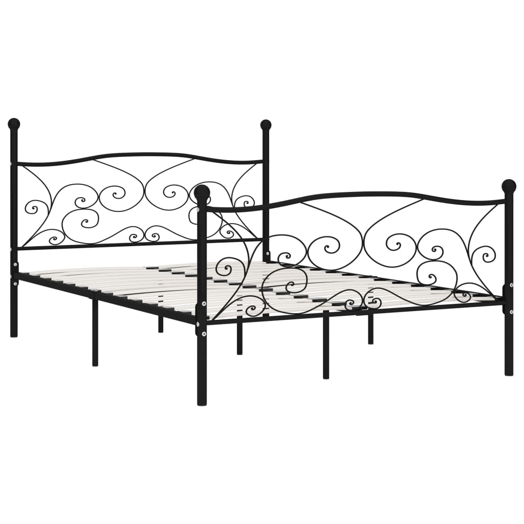 Bed Frame without Mattress with Slatted Base Black Metal 120x200 cm - Bargainia.com - 