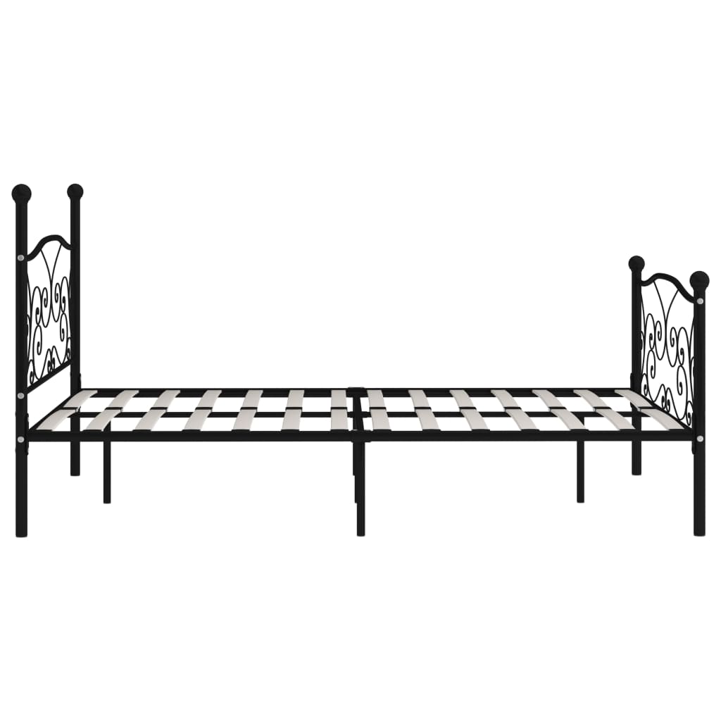 Bed Frame without Mattress with Slatted Base Black Metal 120x200 cm - Bargainia.com - 