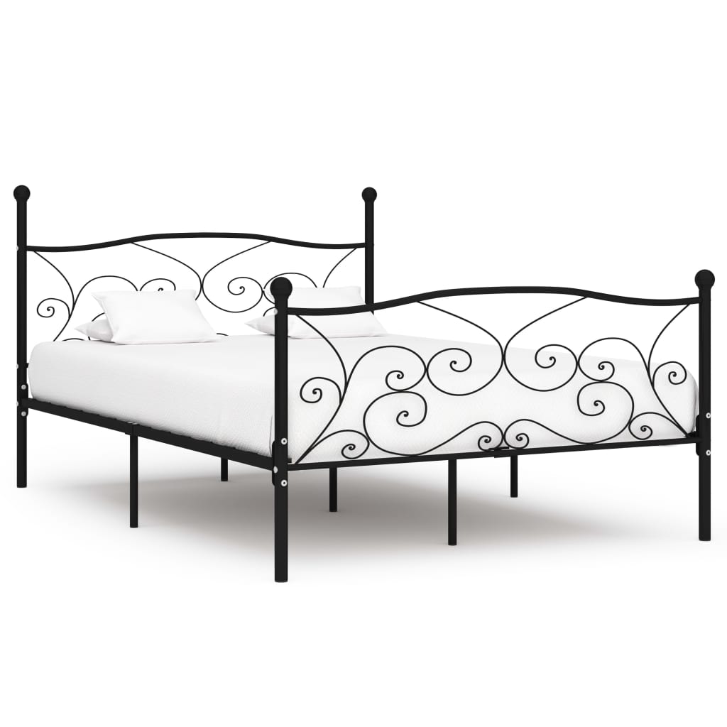 Bed Frame without Mattress with Slatted Base Black Metal 120x200 cm - Bargainia.com - 