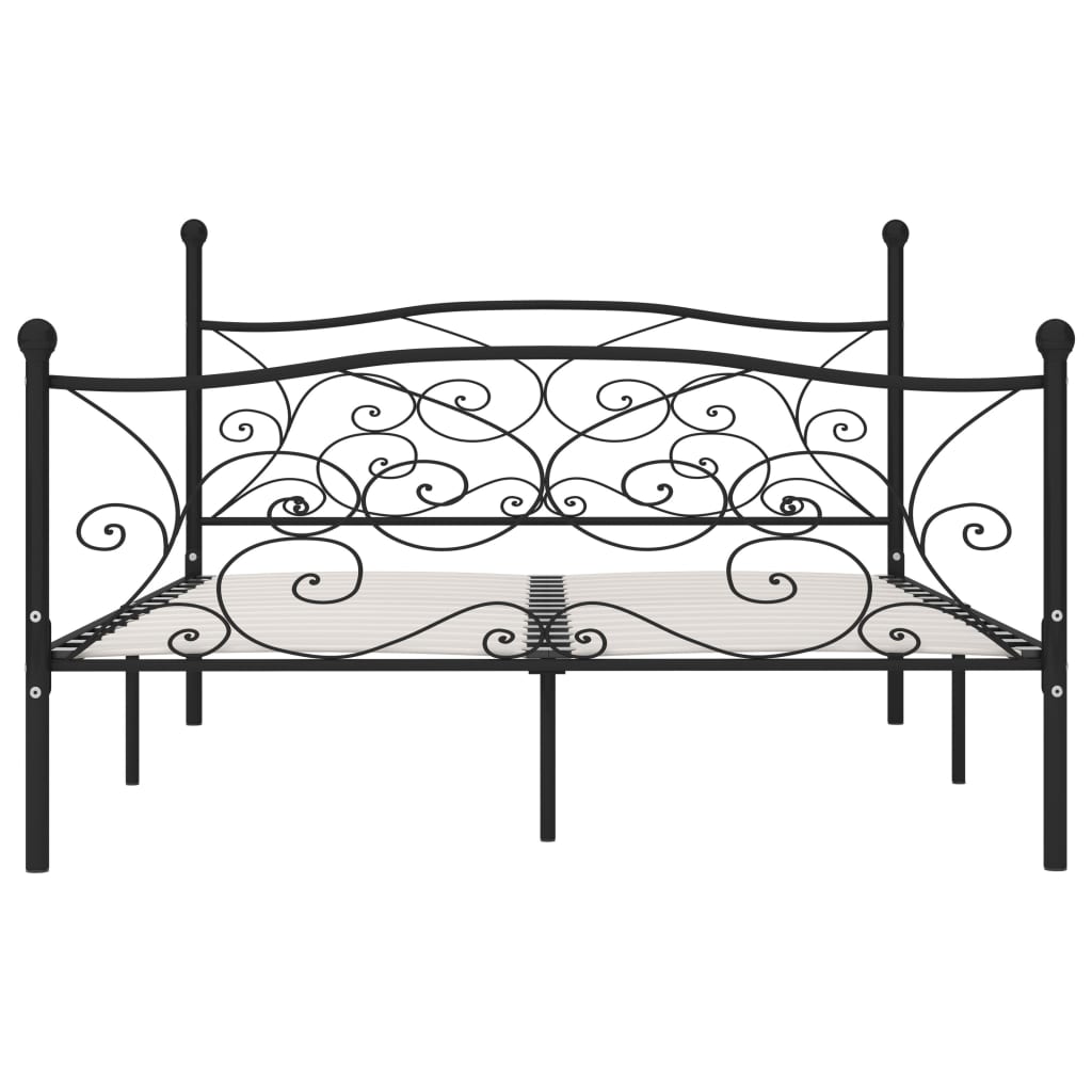 Bed Frame without Mattress with Slatted Base Black Metal 200x200 cm - Bargainia.com - 