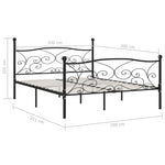 Bed Frame without Mattress with Slatted Base Black Metal 200x200 cm - Bargainia.com - 