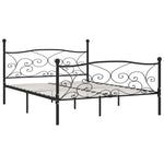 Bed Frame without Mattress with Slatted Base Black Metal 200x200 cm - Bargainia.com - 