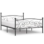 Bed Frame without Mattress with Slatted Base Black Metal 200x200 cm - Bargainia.com - 