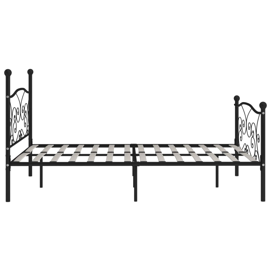 Bed Frame without Mattress with Slatted Base Black Metal 200x200 cm - Bargainia.com - 
