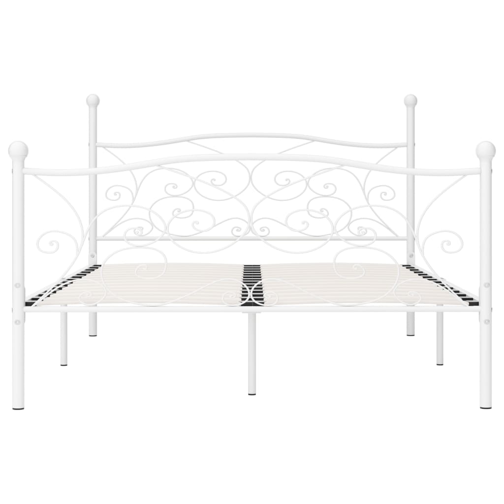 Bed Frame without Mattress with Slatted Base White Metal 160x200 cm - Bargainia.com - 