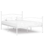 Bed Frame without Mattress with Slatted Base White Metal 160x200 cm - Bargainia.com - 