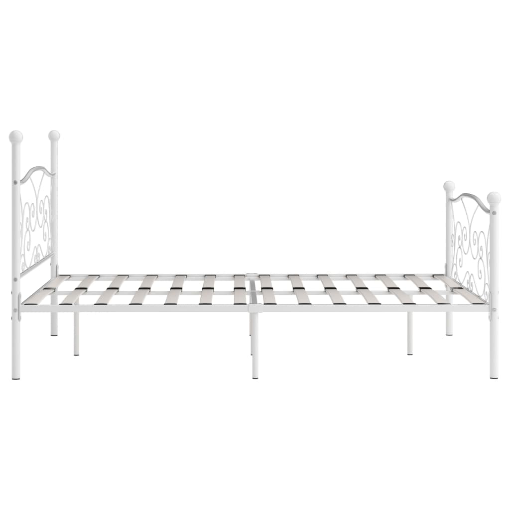 Bed Frame without Mattress with Slatted Base White Metal 160x200 cm - Bargainia.com - 