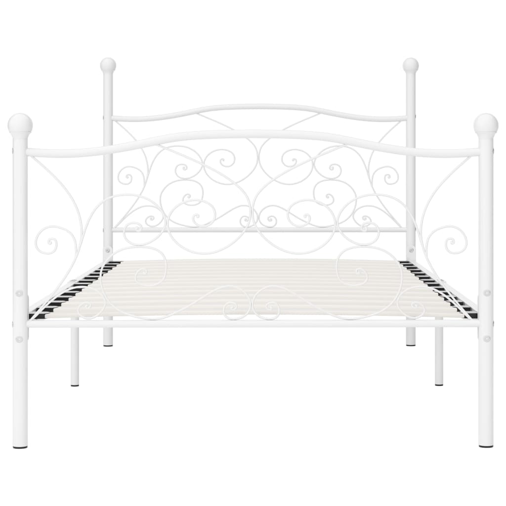 Bed Frame without Mattress with Slatted Base White Metal 90x200 cm - Bargainia.com - 