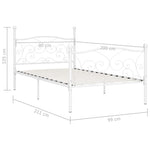 Bed Frame without Mattress with Slatted Base White Metal 90x200 cm - Bargainia.com - 