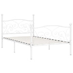 Bed Frame without Mattress with Slatted Base White Metal 90x200 cm - Bargainia.com - 