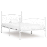 Bed Frame without Mattress with Slatted Base White Metal 90x200 cm - Bargainia.com - 
