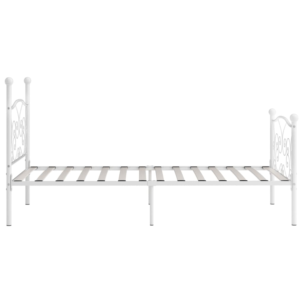 Bed Frame without Mattress with Slatted Base White Metal 90x200 cm - Bargainia.com - 