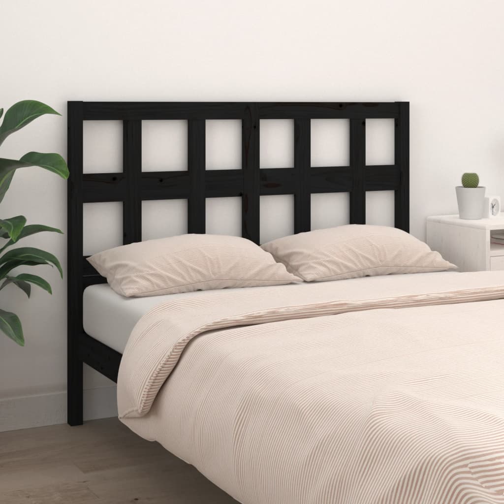 Bed Headboard Black 185.5x4x100 cm Solid Wood Pine - Bargainia.com - 