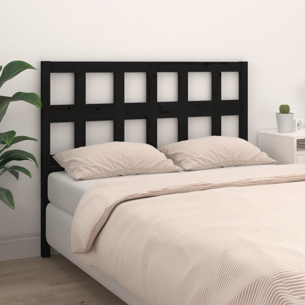 Bed Headboard Black 185.5x4x100 cm Solid Wood Pine - Bargainia.com - 