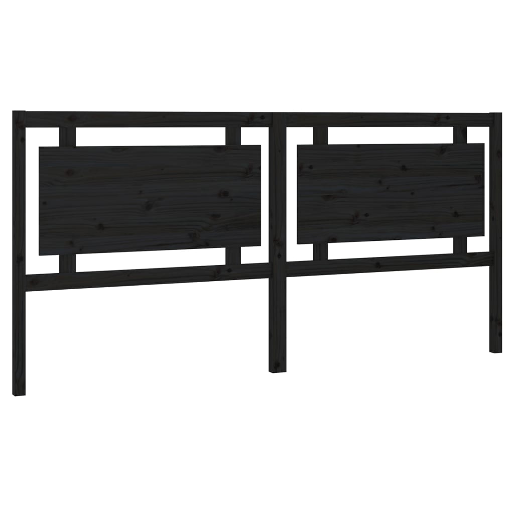 Bed Headboard Black 205.5x4x100 cm Solid Pine Wood - Bargainia.com - 