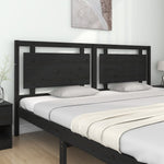 Bed Headboard Black 205.5x4x100 cm Solid Pine Wood - Bargainia.com - 
