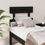 Bed Headboard Black 93.5x3x81 cm Solid Wood Pine - Bargainia.com - 