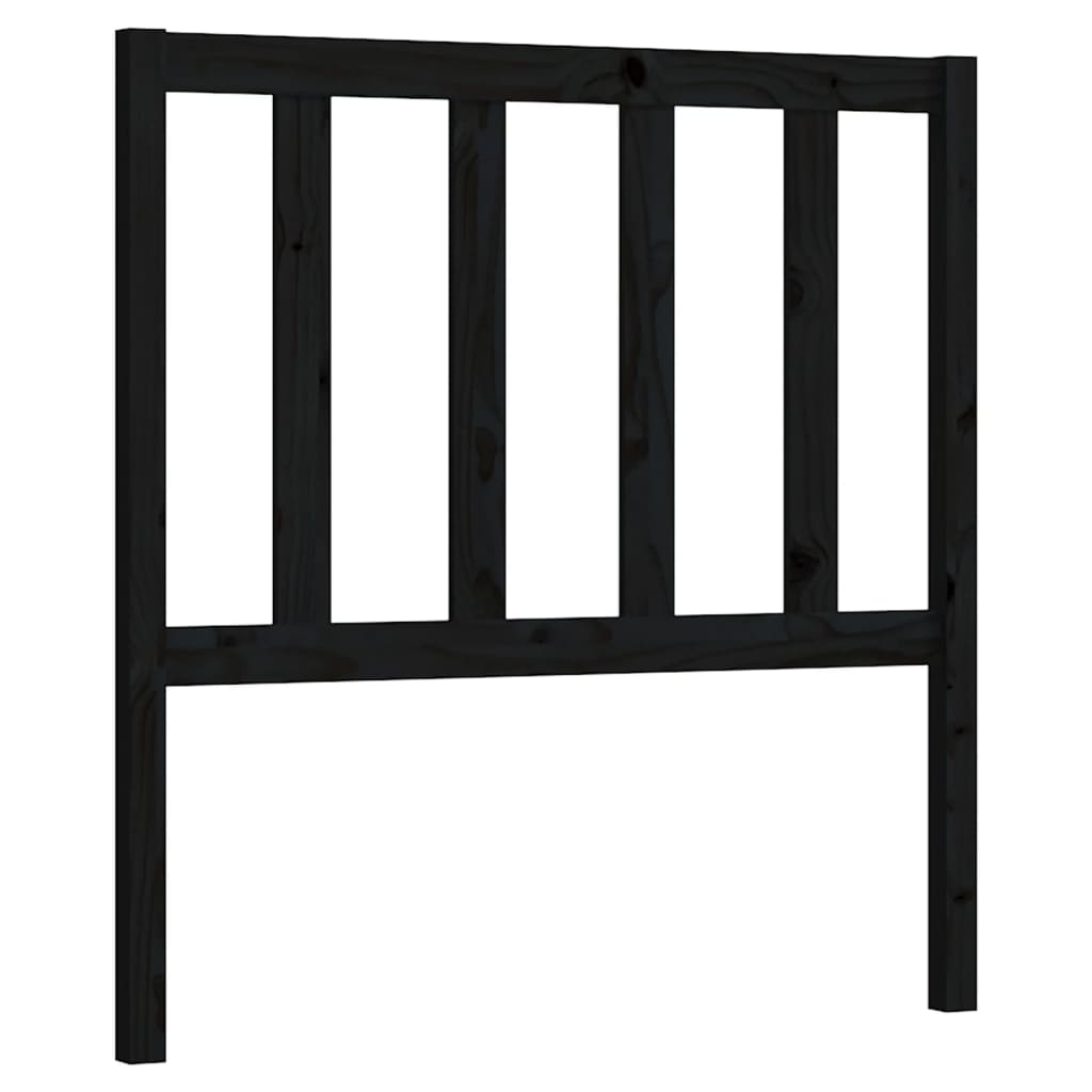 Bed Headboard Black 96x4x100 cm Solid Wood Pine - Bargainia.com - 