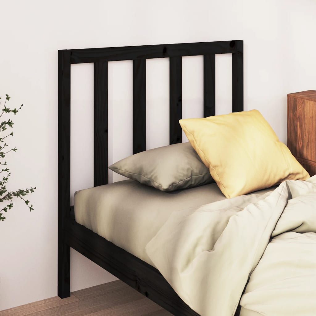 Bed Headboard Black 96x4x100 cm Solid Wood Pine - Bargainia.com - 