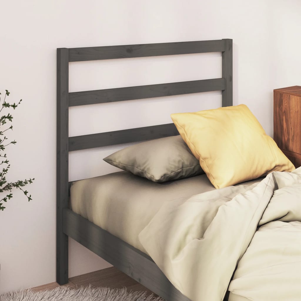 Bed Headboard Grey 106x4x100 cm Solid Wood Pine - Bargainia.com - 
