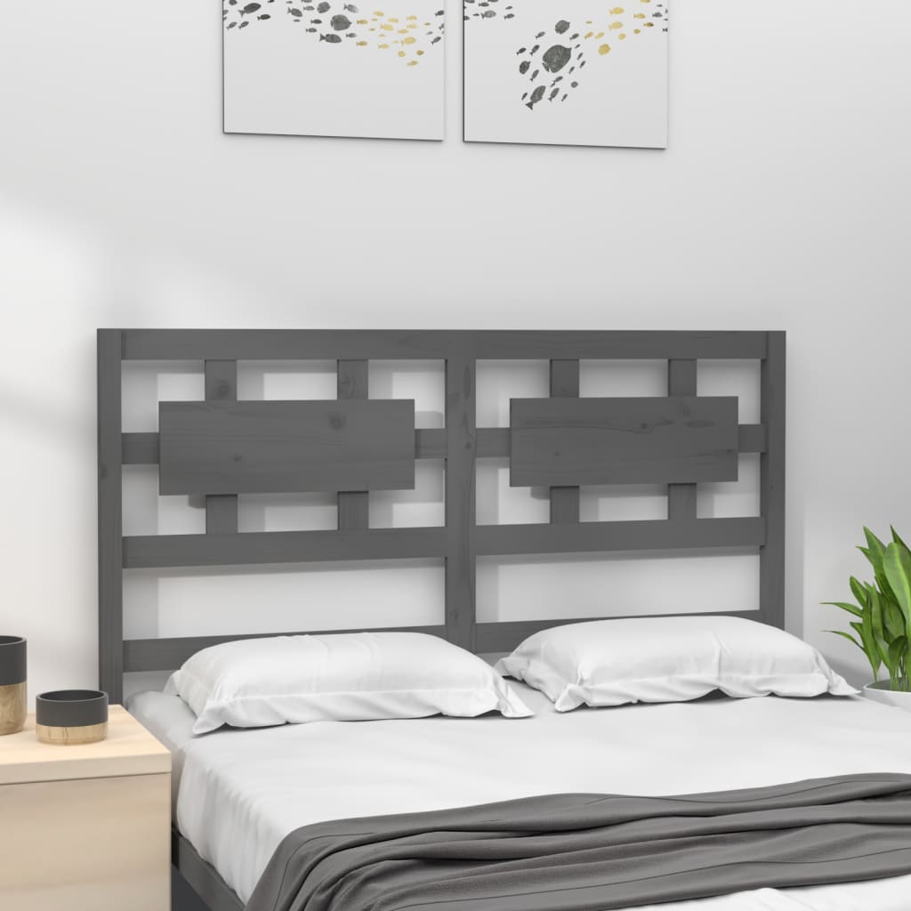 Bed Headboard Grey 125.5x4x100 cm Solid Wood Pine - Bargainia.com - 