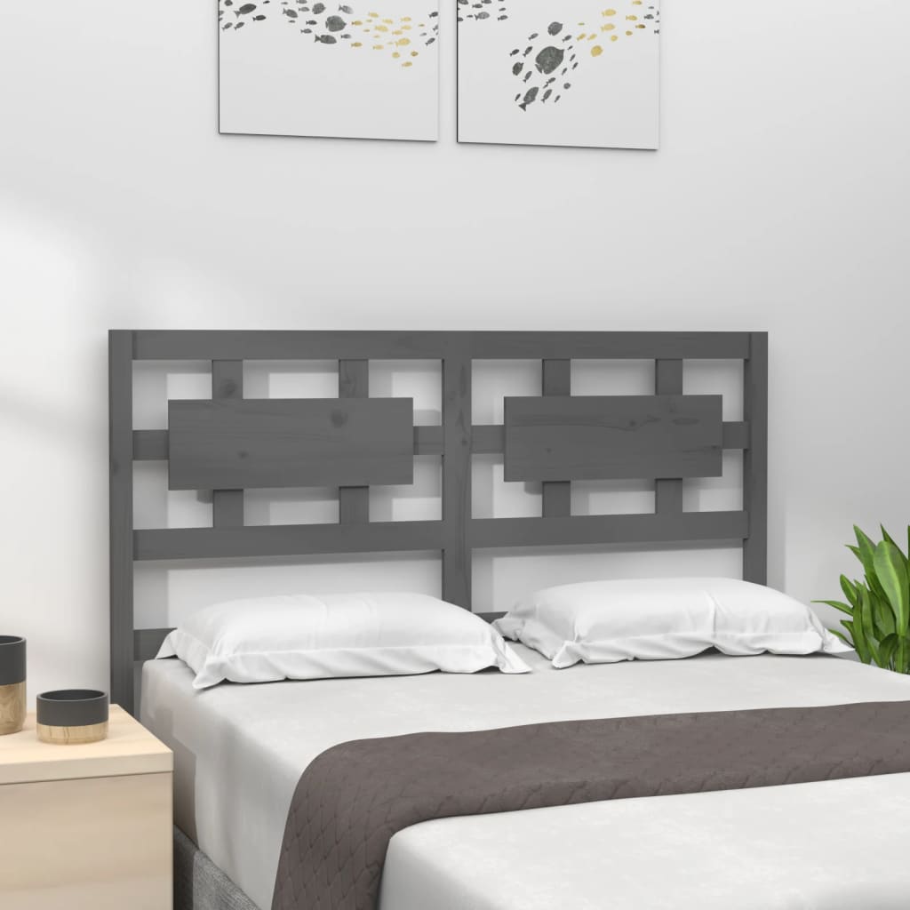 Bed Headboard Grey 125.5x4x100 cm Solid Wood Pine - Bargainia.com - 