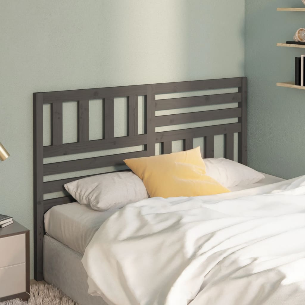 Bed Headboard Grey 141x4x100 cm Solid Wood Pine - Bargainia.com - 