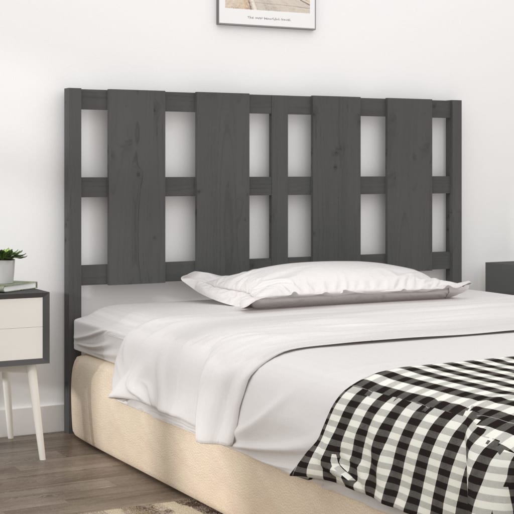 Bed Headboard Grey 145.5x4x100 cm Solid Wood Pine - Bargainia.com - 