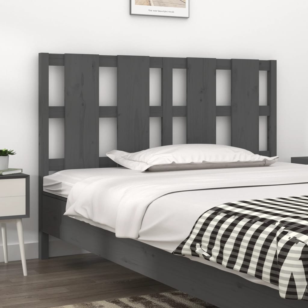 Bed Headboard Grey 145.5x4x100 cm Solid Wood Pine - Bargainia.com - 