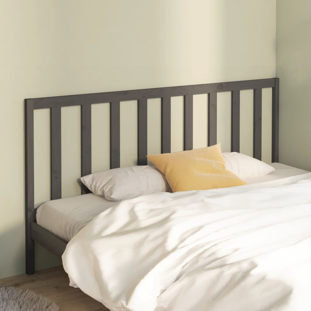 Bed Headboard Grey 186x4x100 cm Solid Wood Pine - Bargainia.com - 