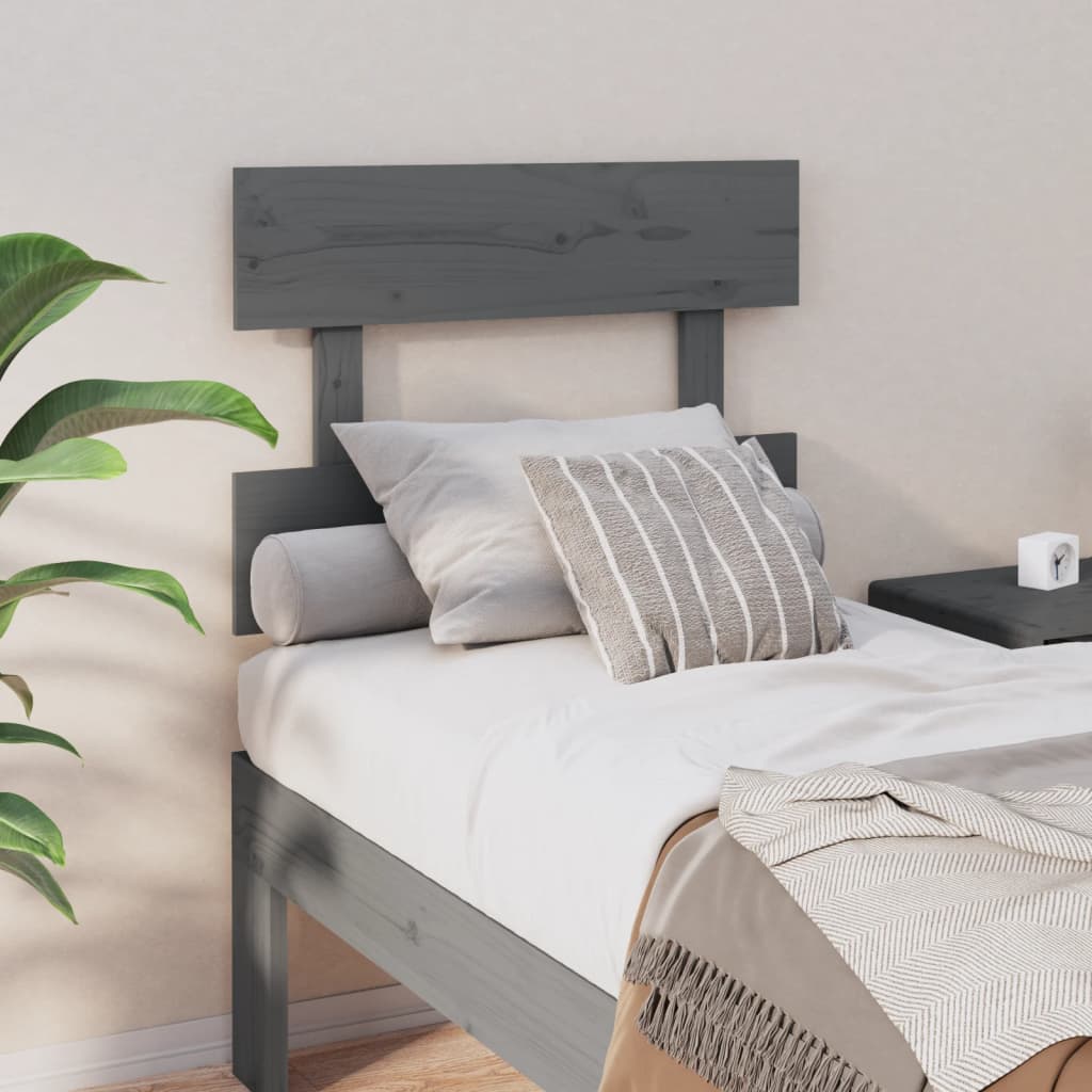 Bed Headboard Grey 93.5x3x81 cm Solid Wood Pine - Bargainia.com - 