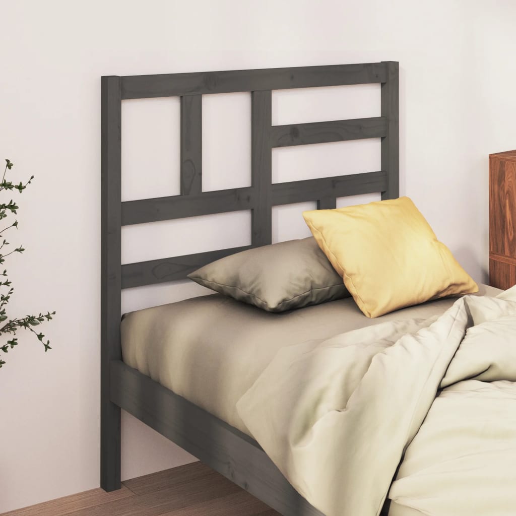 Bed Headboard Grey 96x4x104 cm Solid Wood Pine - Bargainia.com - 